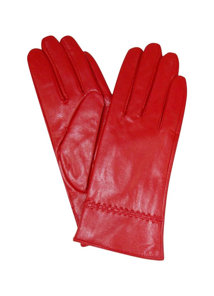 Rękawiczki damskie skórzane - czerwone