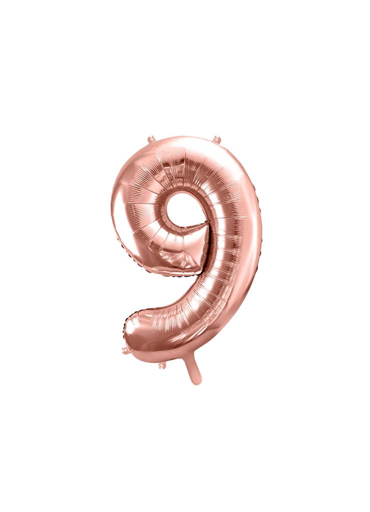 Balon foliowy metalizowany Cyfra ''9'' w kolorze różowego złota
