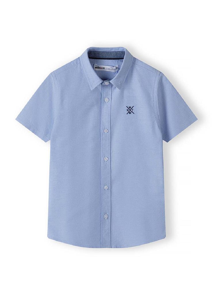 Niebieska koszula z krótkim rękawem z tkaniny oksford chłopięca