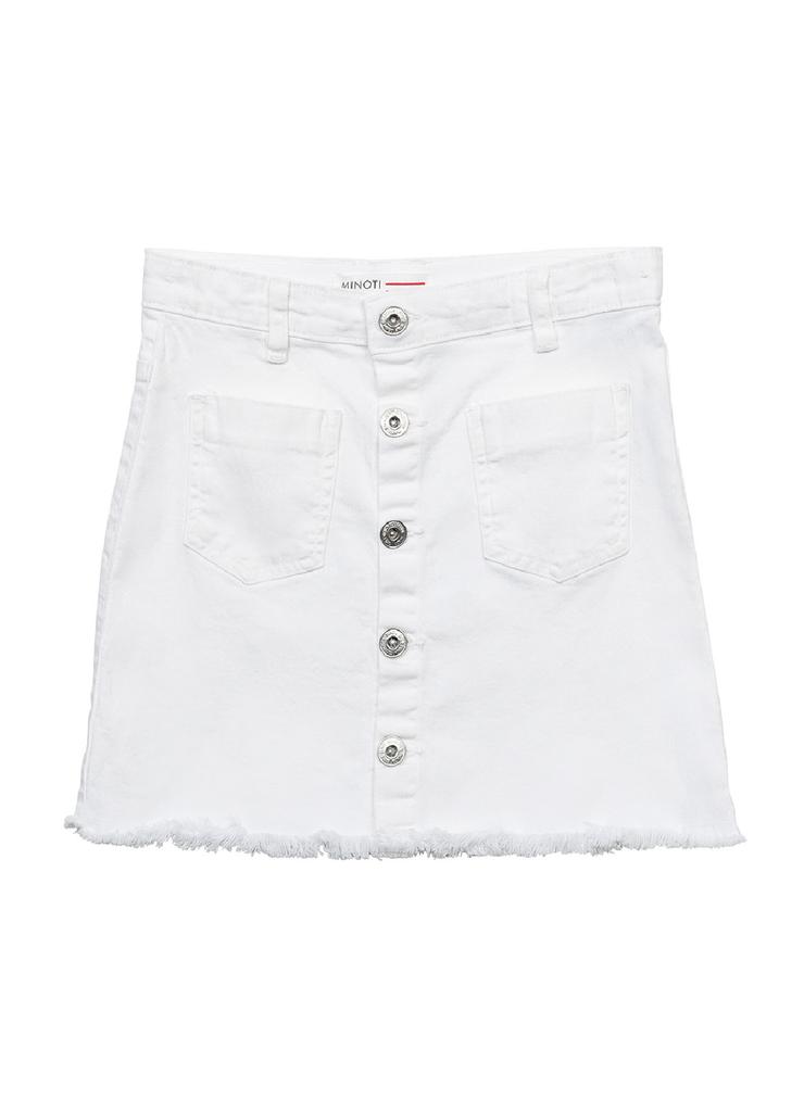 Jeansowa spódnica z kieszeniami dla dziewczynki - biała