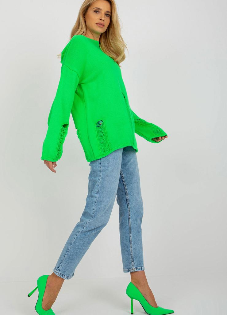 Fluo zielony
sweter oversize z dziurami i długim
rękawem