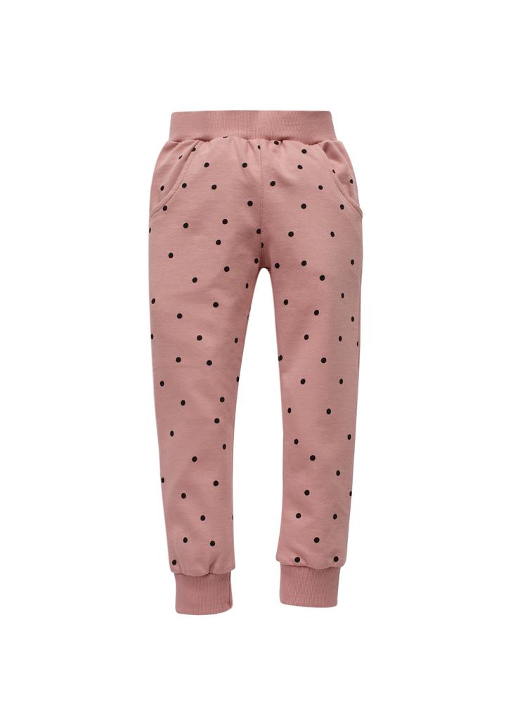 Spodnie dziewczęce dresowe - różowe w groszki TRES BIEN - Pinokio