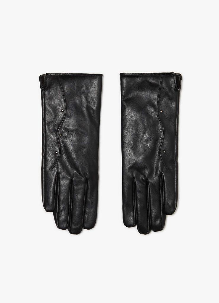 Rękawiczki damskie czarne z dżetami