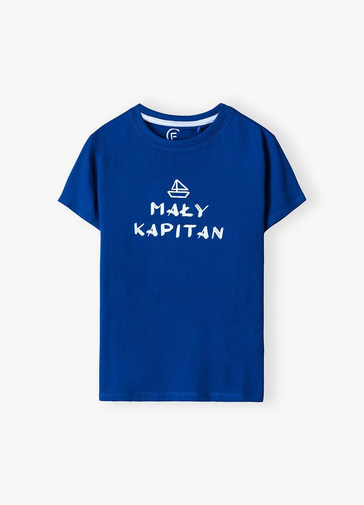 Bawełniany t-shirt chłopięcy z nadrukiem - MAŁY KAPITAN