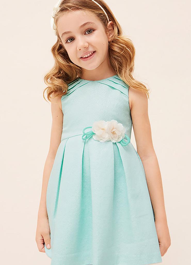 Sukienka elegancka z kwiatkiem dla dziewczynki Mayoral - niebieska