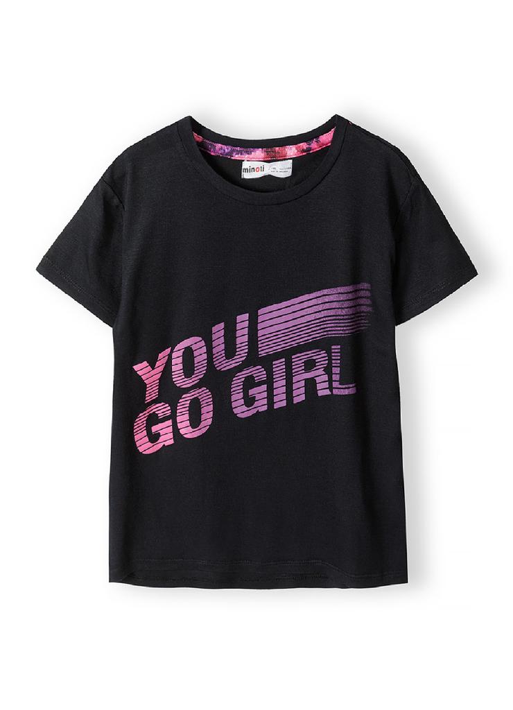 Sportowy t-shirt z wiskozy dla dziewczynki- You go girl