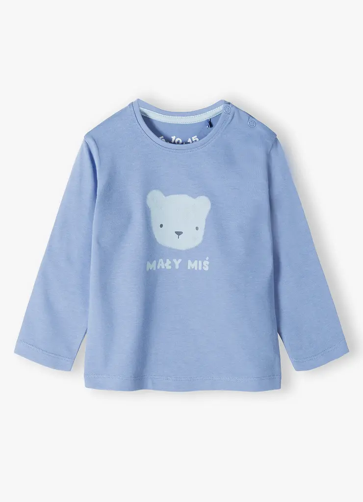 Niebieska bawełniana bluzka niemowlęca - MAŁY MIŚ