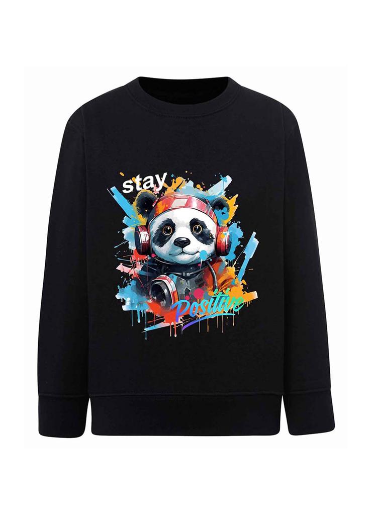 Czarna bluza dla chłopca z nadrukiem - Panda