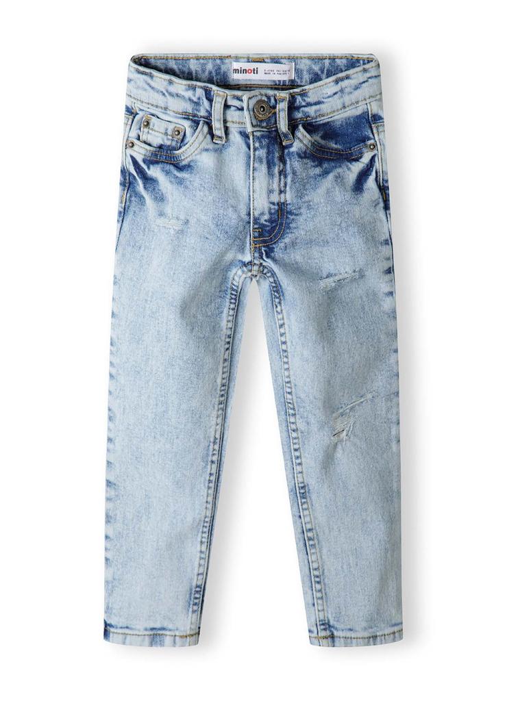 Jasnoniebieskie chłopięce spodnie jeansowe z przetarciami