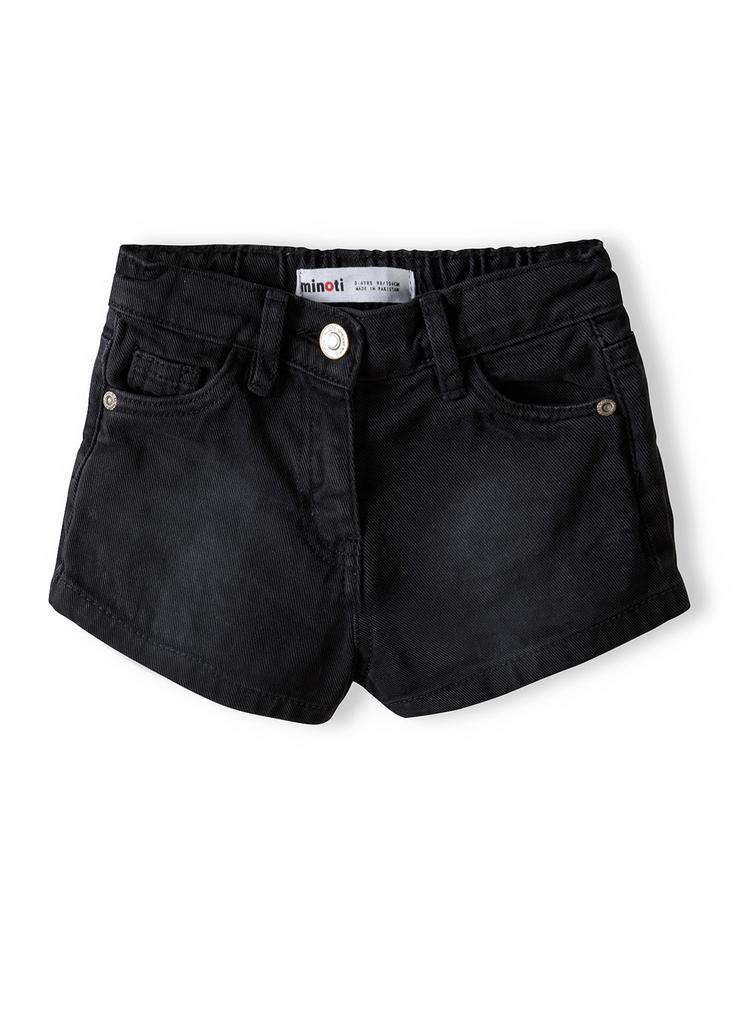 Niemowlęce krótkie szorty jeansowe dla dziewczynki - czarne