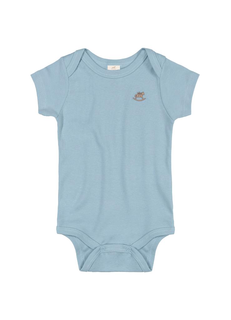 Gładkie bawełniane body dla niemowlaka - niebieskie