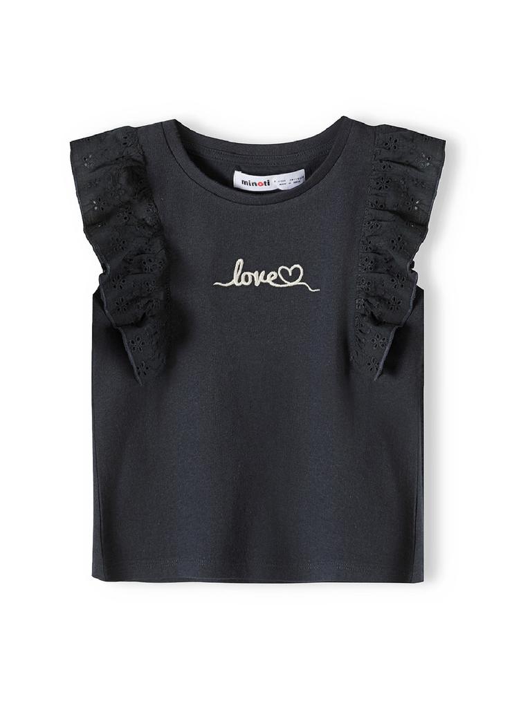 Czarna bluzka niemowlęca bawełniana z falbanami