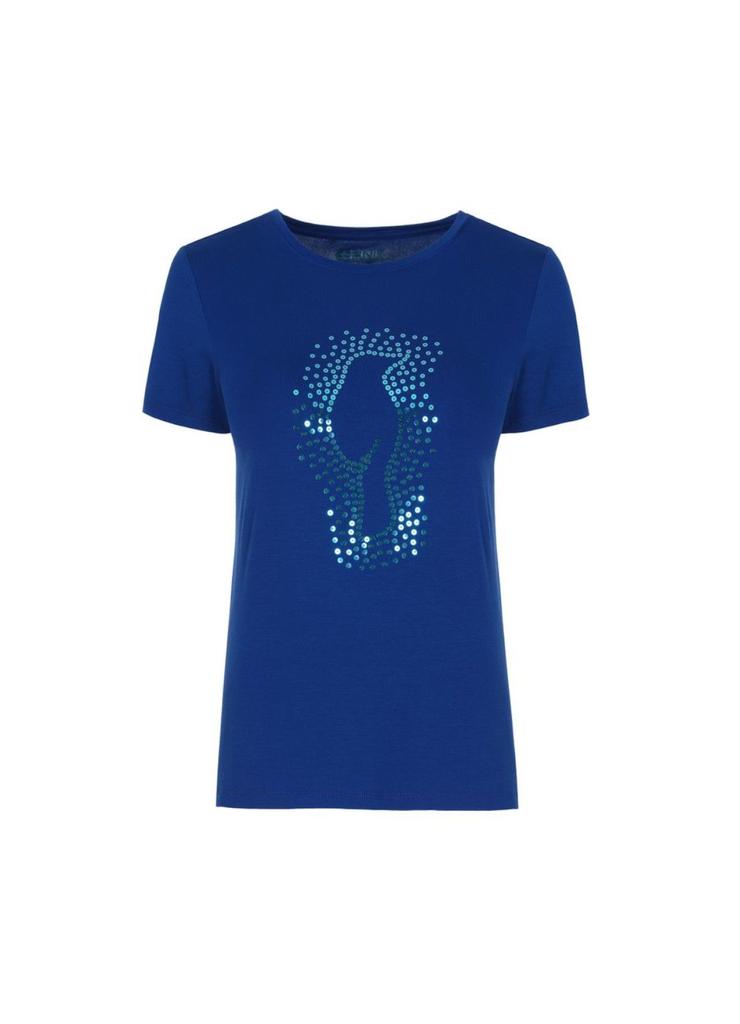 T-shirt damski Ochnik- niebieski z nadrukiem