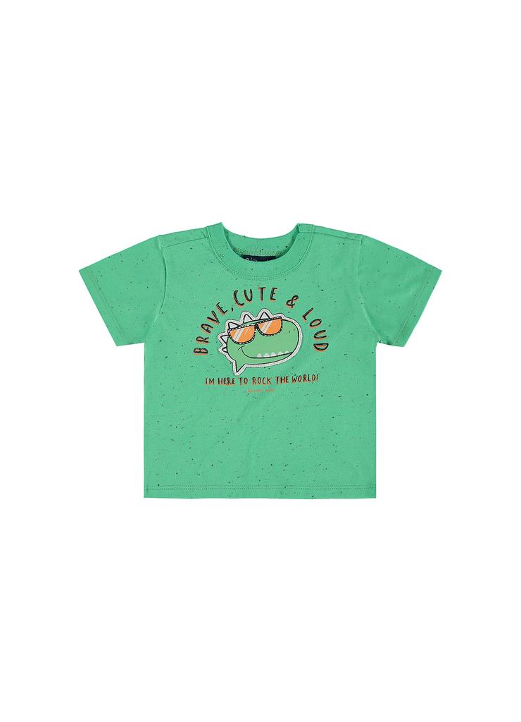Zielony t-shirt niemowlęcy z Dinozaurem