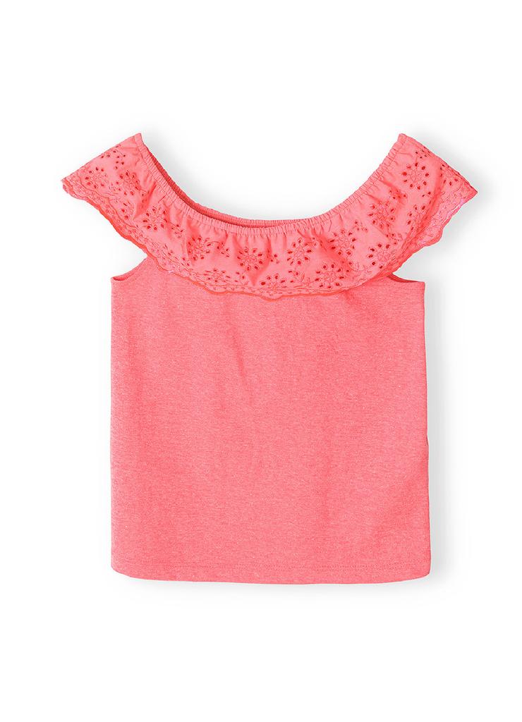 Różowa bluzka- top dla dziewczynki z haftem