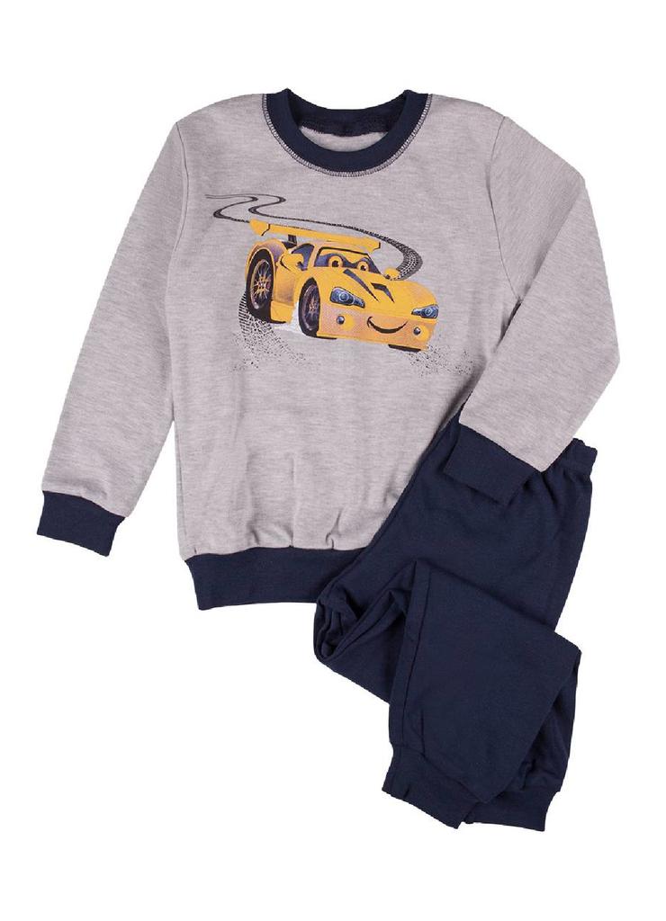 Ciepła chłopięca piżama szaro-granatowa Tup Tup- auto wyścigowe