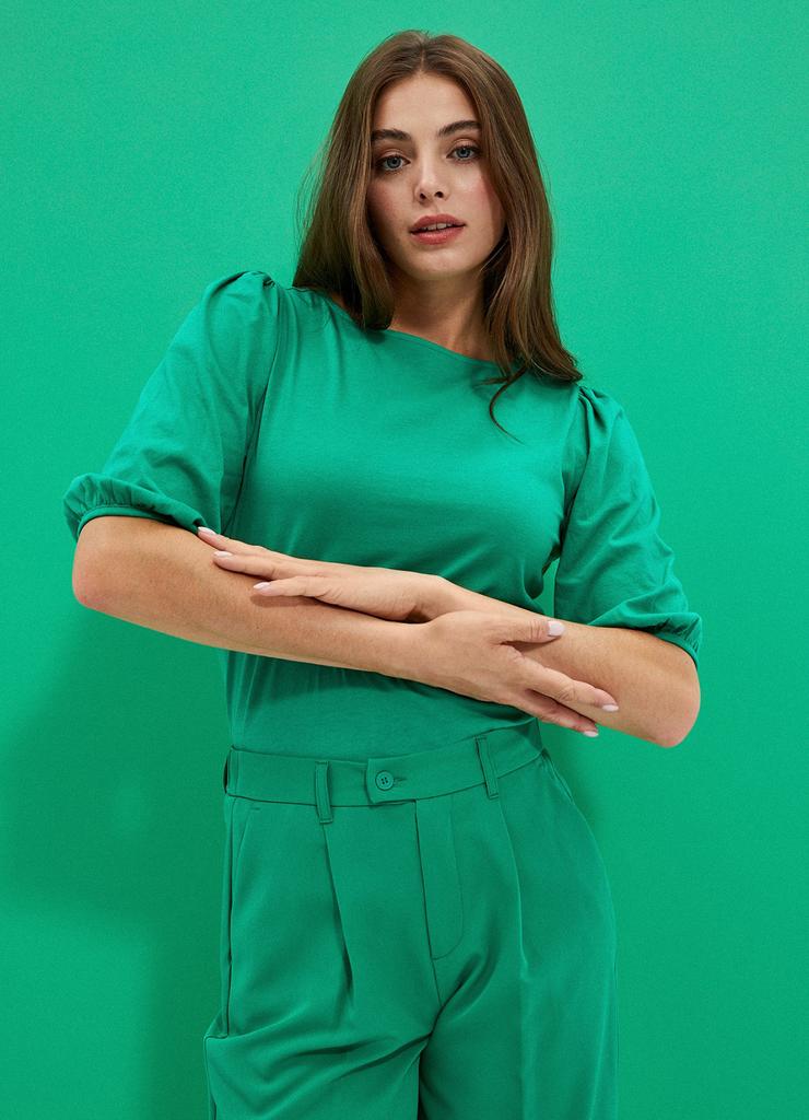 Bluzka damska z krótkim rękawem zielona