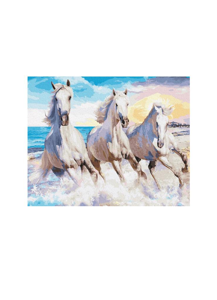 Malowanie po numerach 40x50 na ramie Trójca białych koni