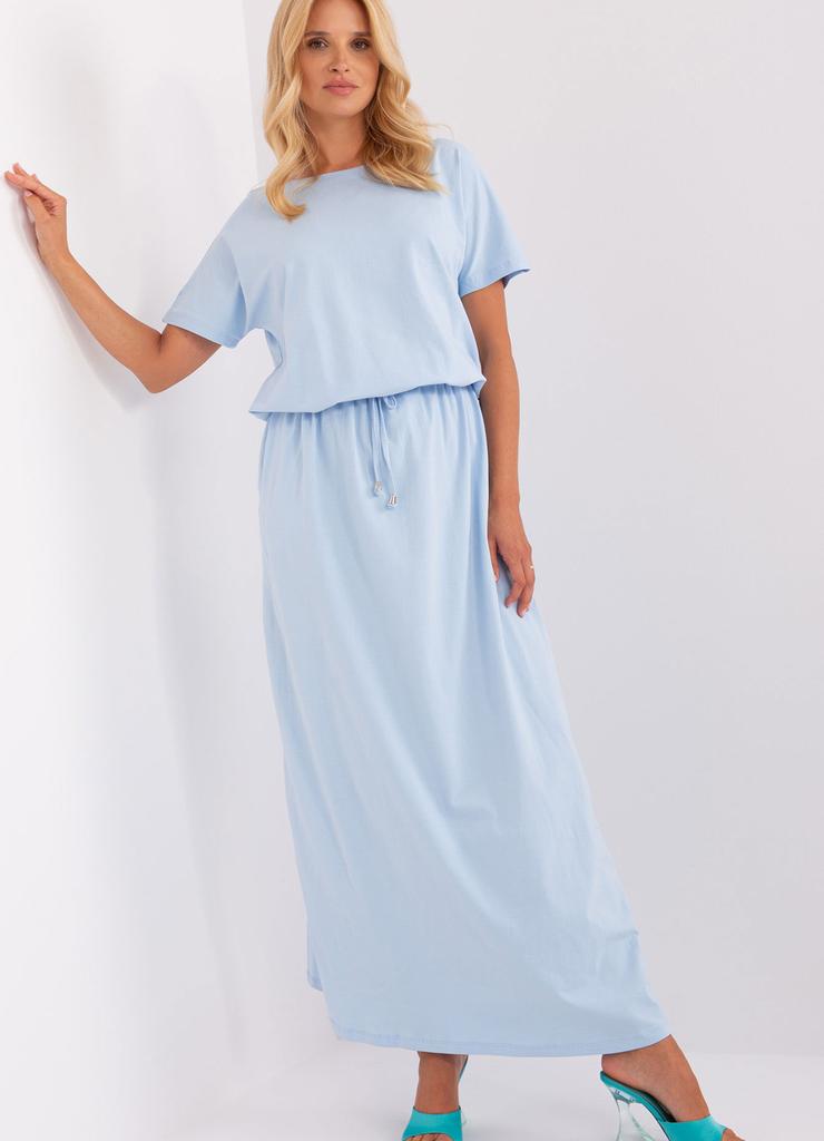 Jasnoniebieska maxi sukienka basic ze ściągaczem