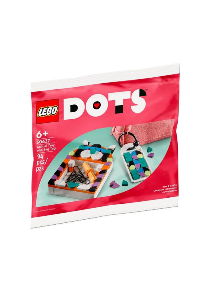 Klocki LEGO DOTS 30637 Tacka w kształcie zwierzaka i zawieszka na torbę - 94 elementy, wiek 6 +
