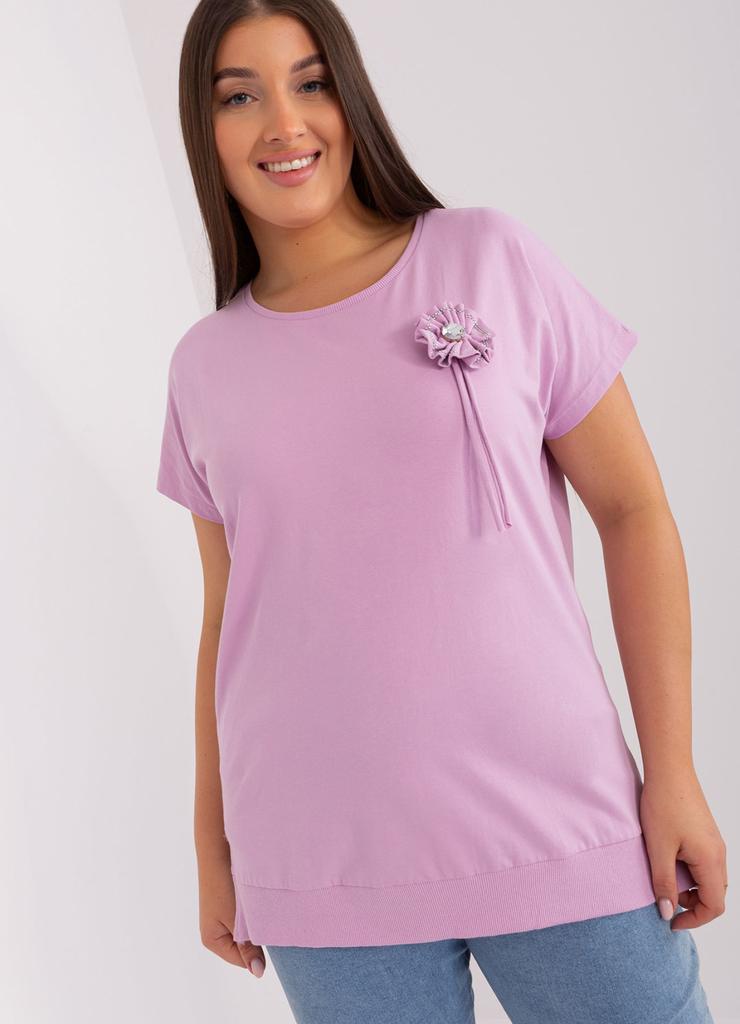 Jasnofioletowa damska bluzka plus size ze ściągaczem