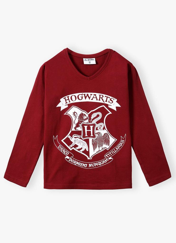 Hogwarts - bluzka z długim rękawem dla dziewczynki - bordowa