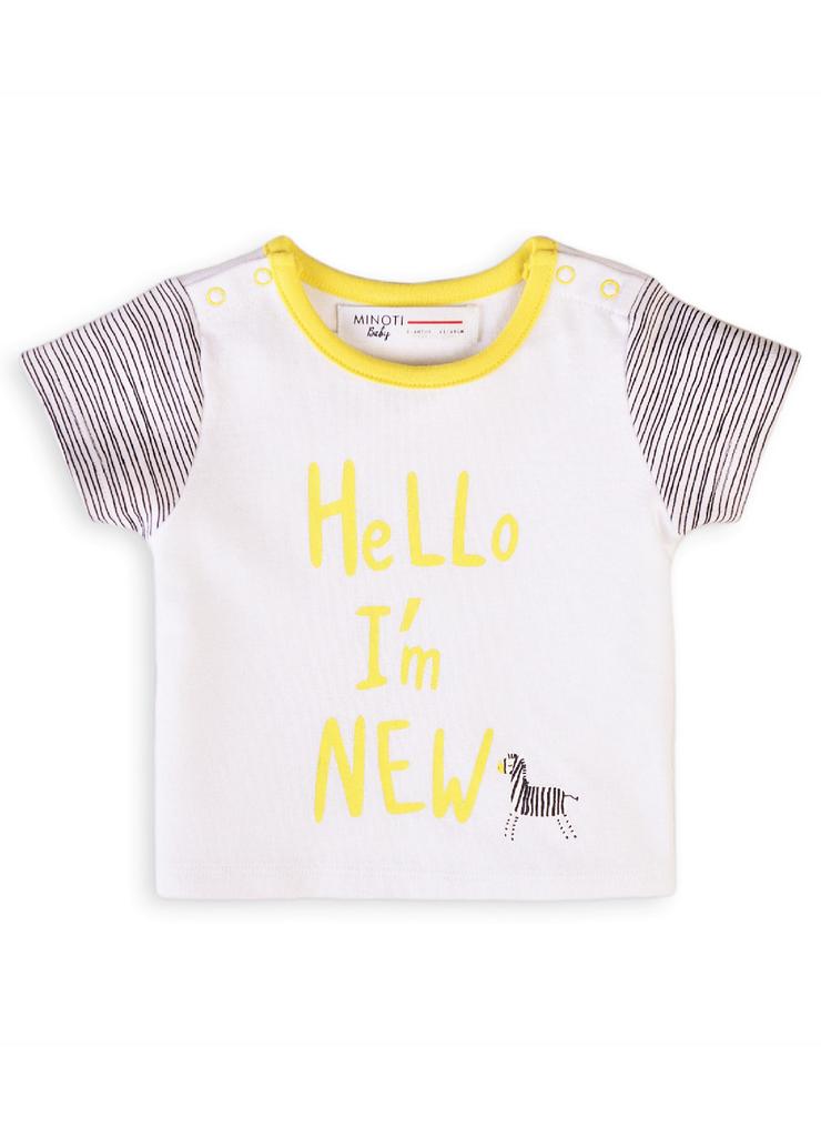 Biała koszulka bawełniana niemowlęca- Hello I'm new