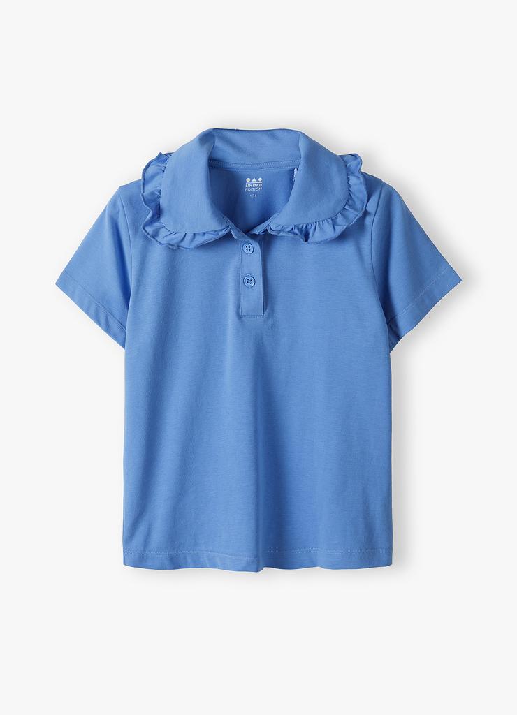 Niebieski t-shirt dziewczęcy z kołnierzykiem - Limited edition