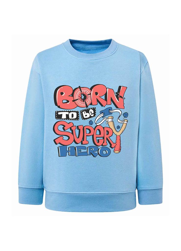 Chłopięca bluza z napisem Born to be superhero błękitna