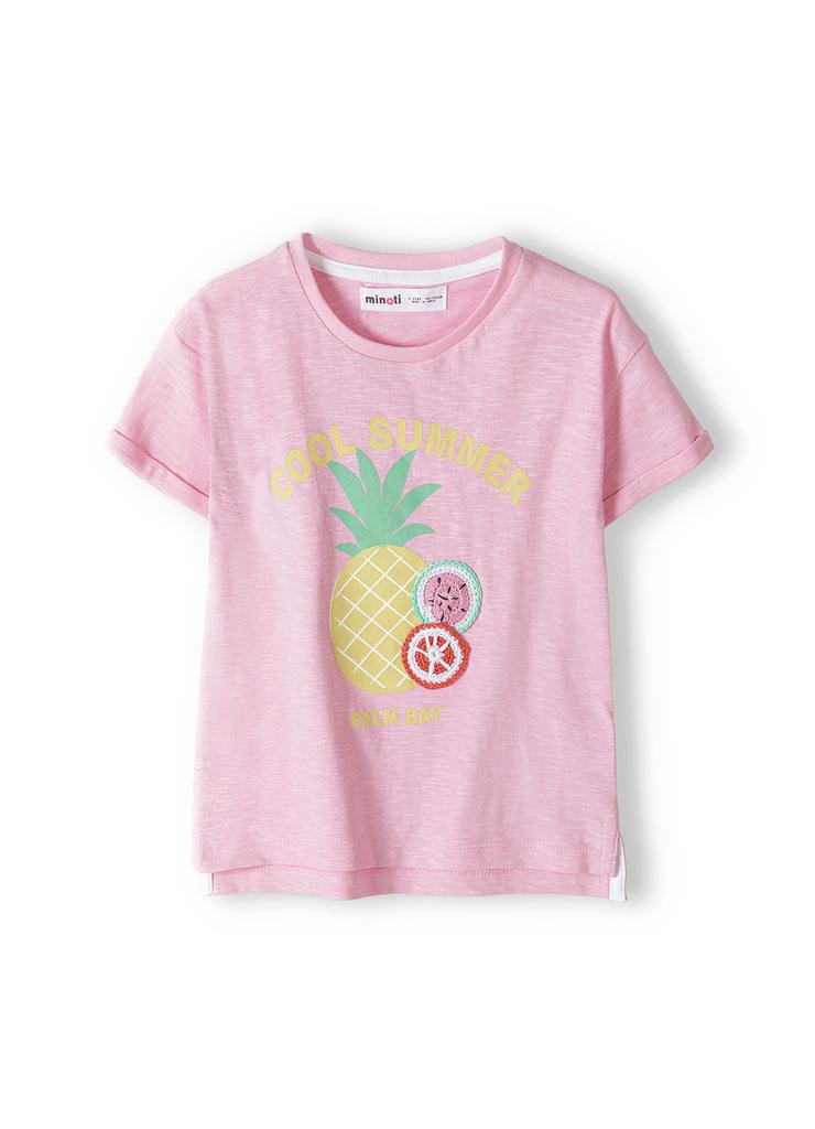 Różowa koszulka bawełniana z nadrukiem- Cool summer