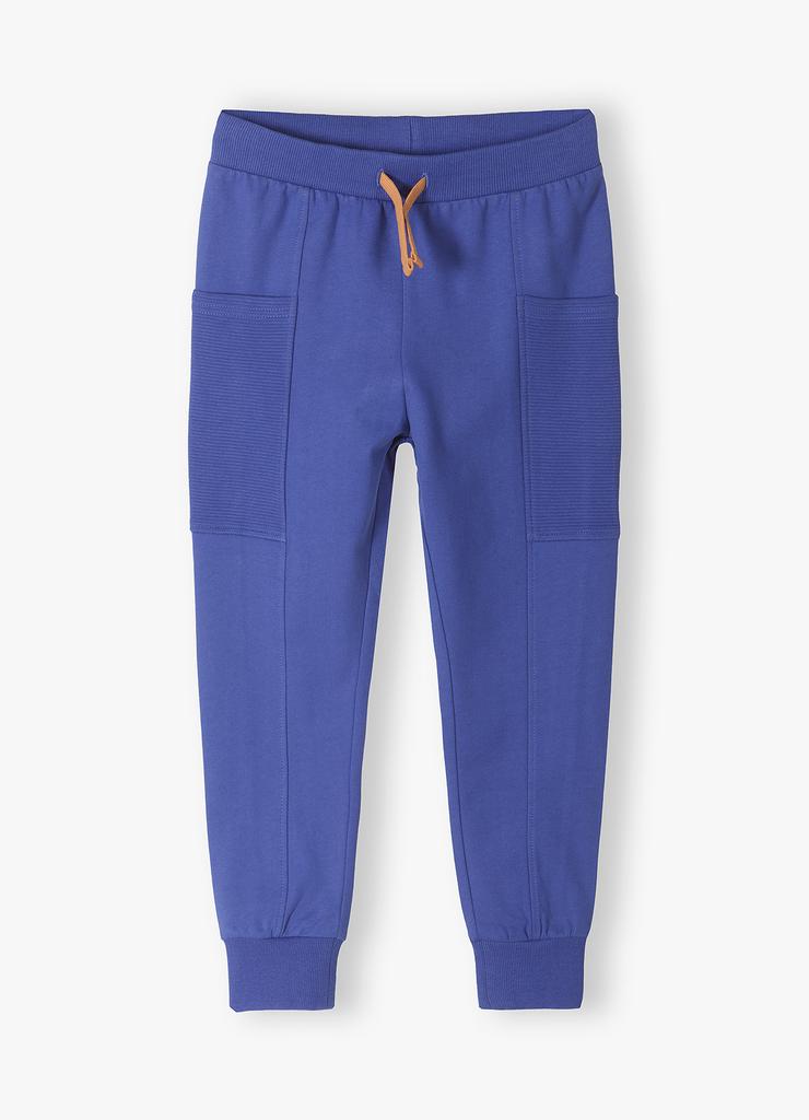 Bawełniane dresowe spodnie dla chłopca regular fit - niebieskie