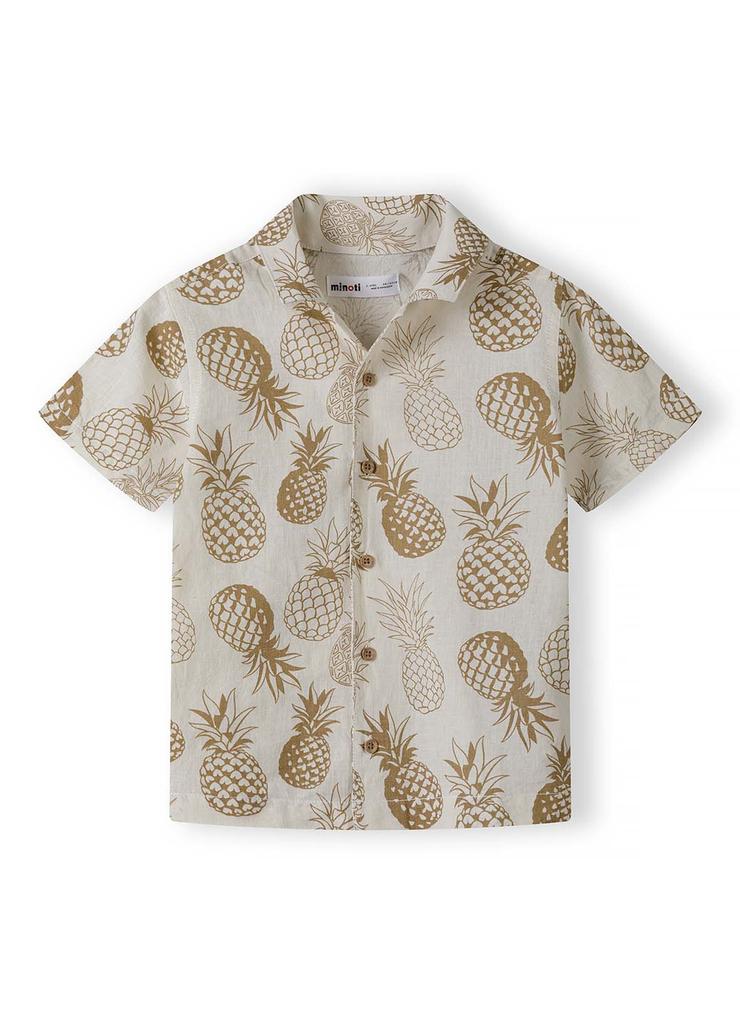 Lniana koszula dla chłopca z krótkim rękawem- ananasy