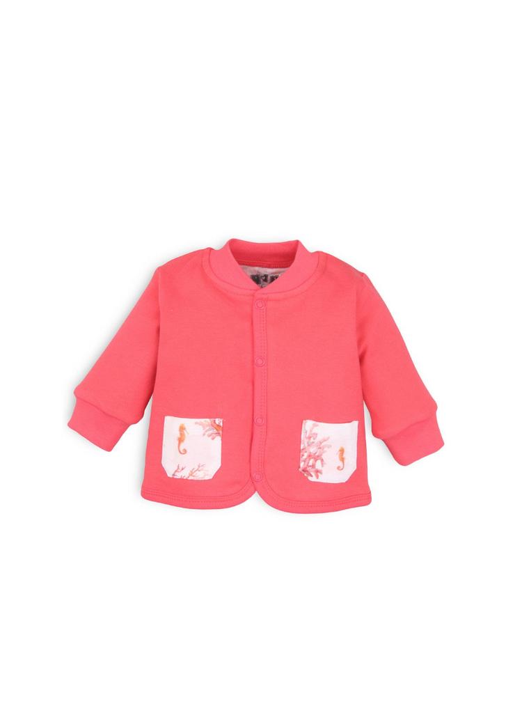 Bawełniana bluza niemowlęca z kieszeniami - różowa