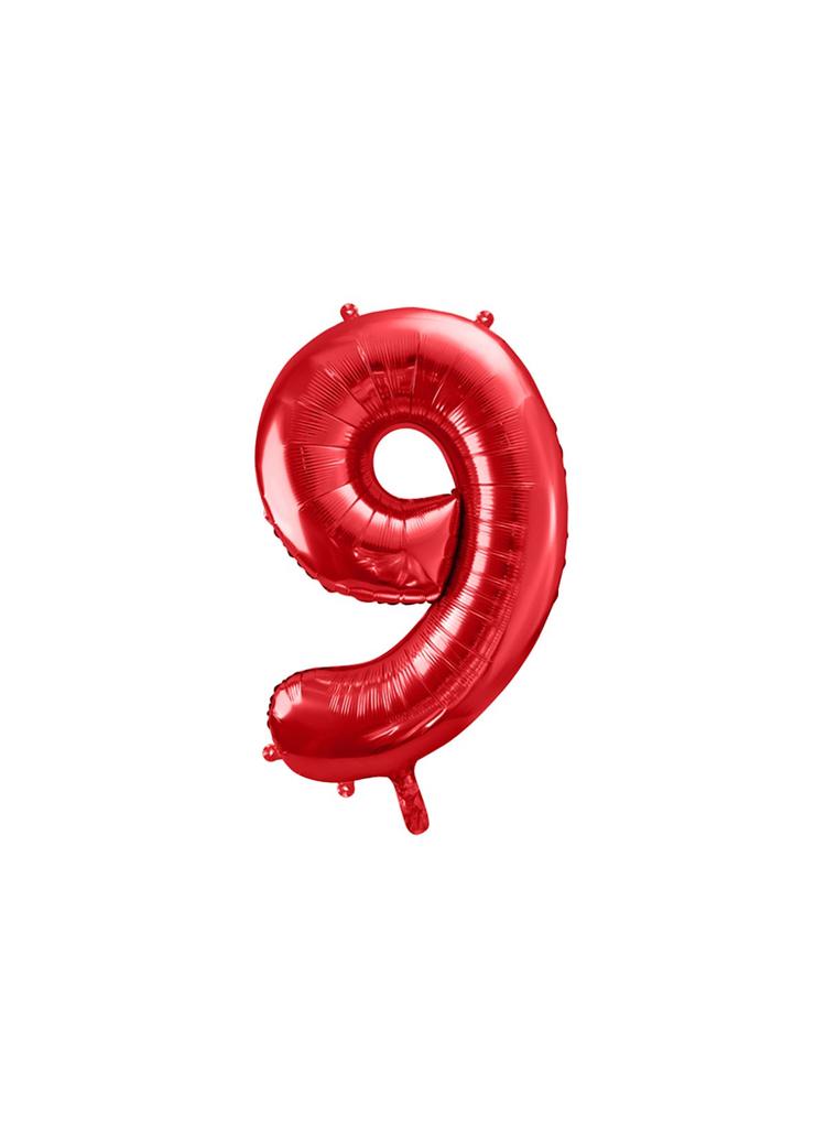 Balon foliowy metalizowany Cyfra ''9'' w kolorze czerwonym