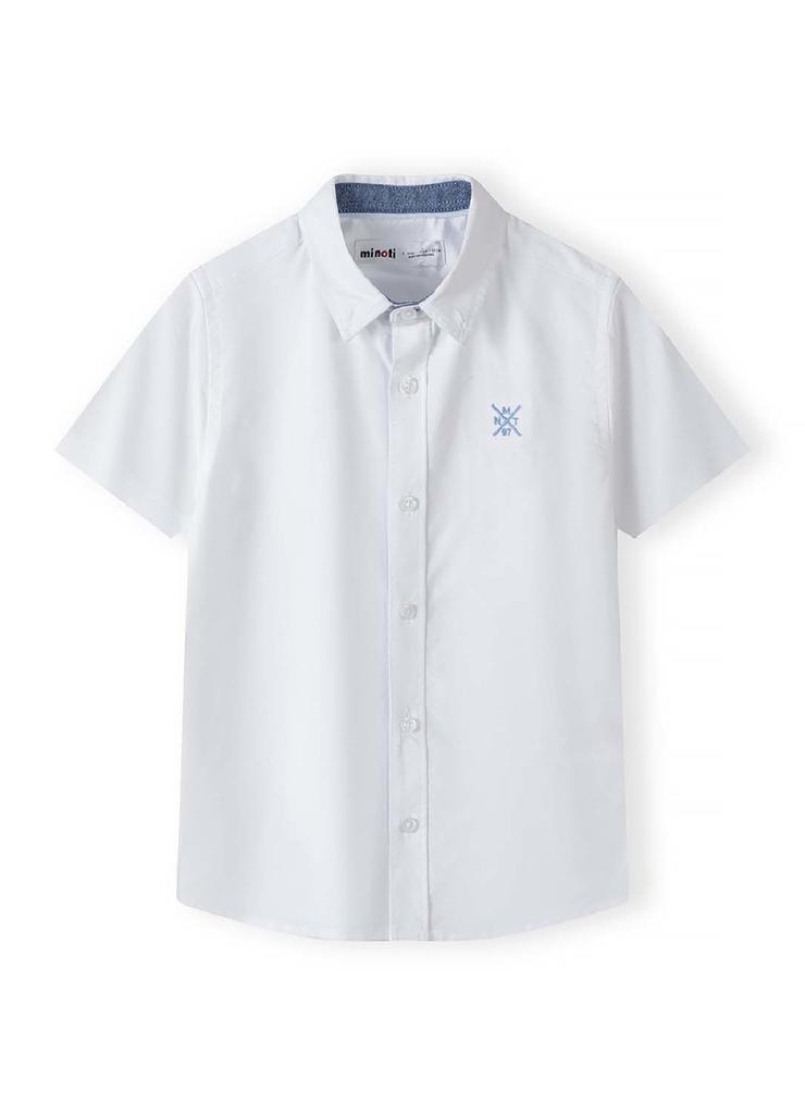 Biała koszula z krótkim rękawem z tkaniny oksford dla chłopca