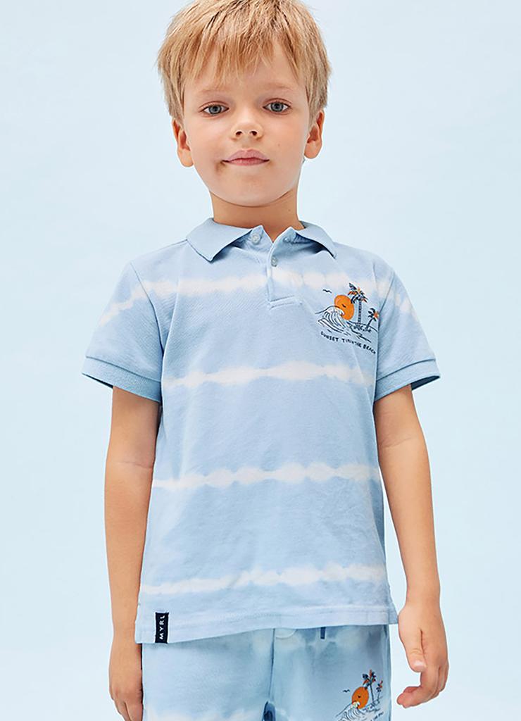 Koszulka polo z krótkim rękawem dla chłopca Mayoral - niebieska