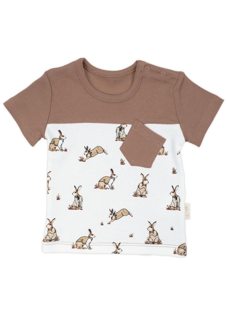 Bawełniany t-shirt niemowlęcy z kieszonką Benio z zajączkami