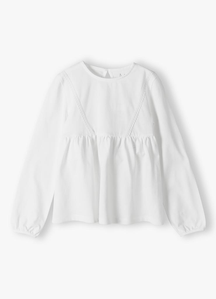 Biała elegancka dzianinowa bluzka dla dziewczynki - Max&Mia