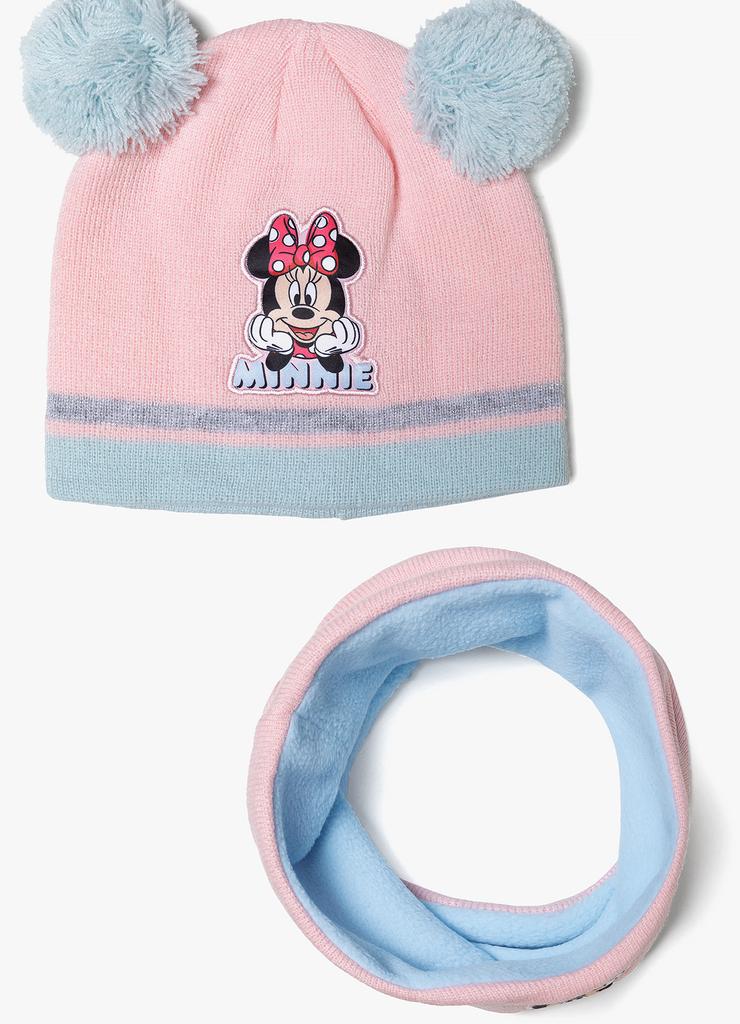 Zestaw dziecięcy Minnie Mouse czapka + komin - różowy