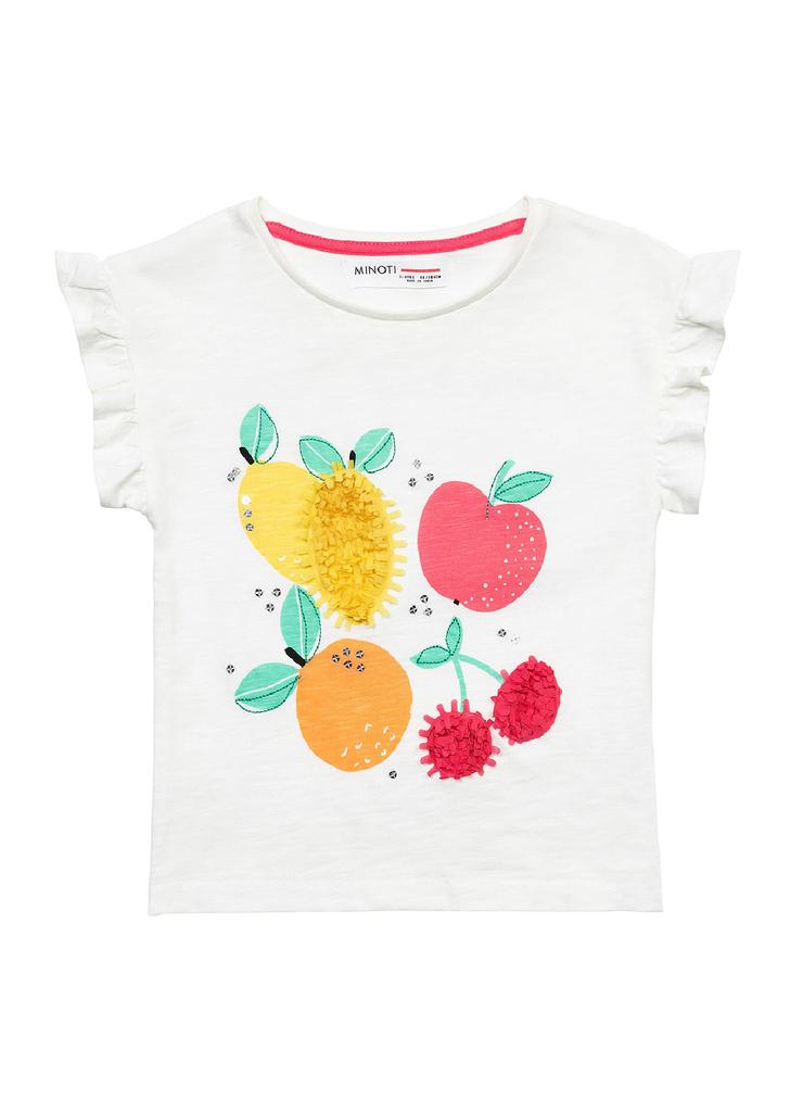 T-shirt biały z bawełny dla niemowlaka z owocami