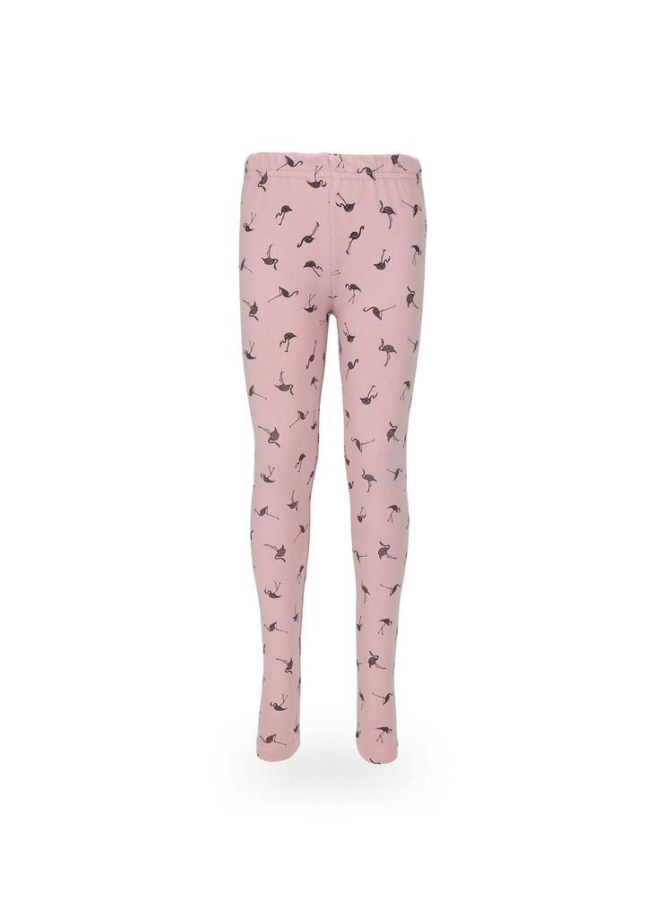 Dziewczęce legginsy różowe we flamingi