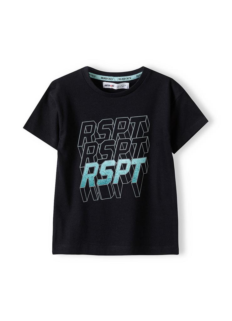 Czarny t-shirt bawełniany dla chłopca- Rspt