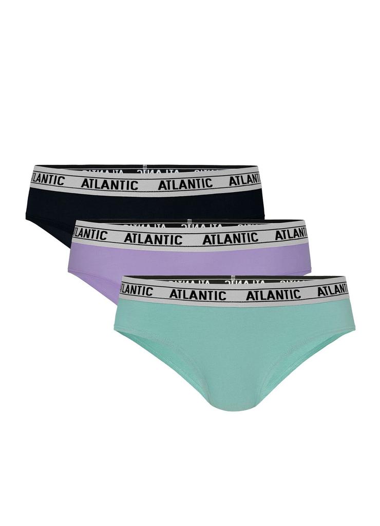 Figi damskie pół hipster Atlantic - czarne, fioletowe, zielone 3pak