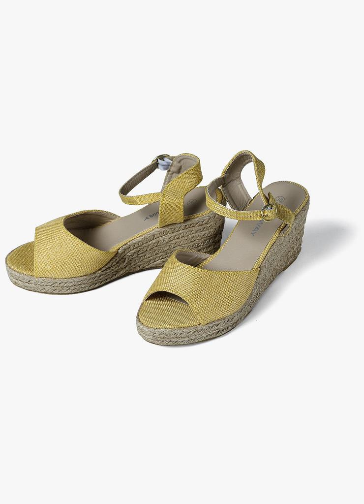 Żółte sandały damskie na koturnie