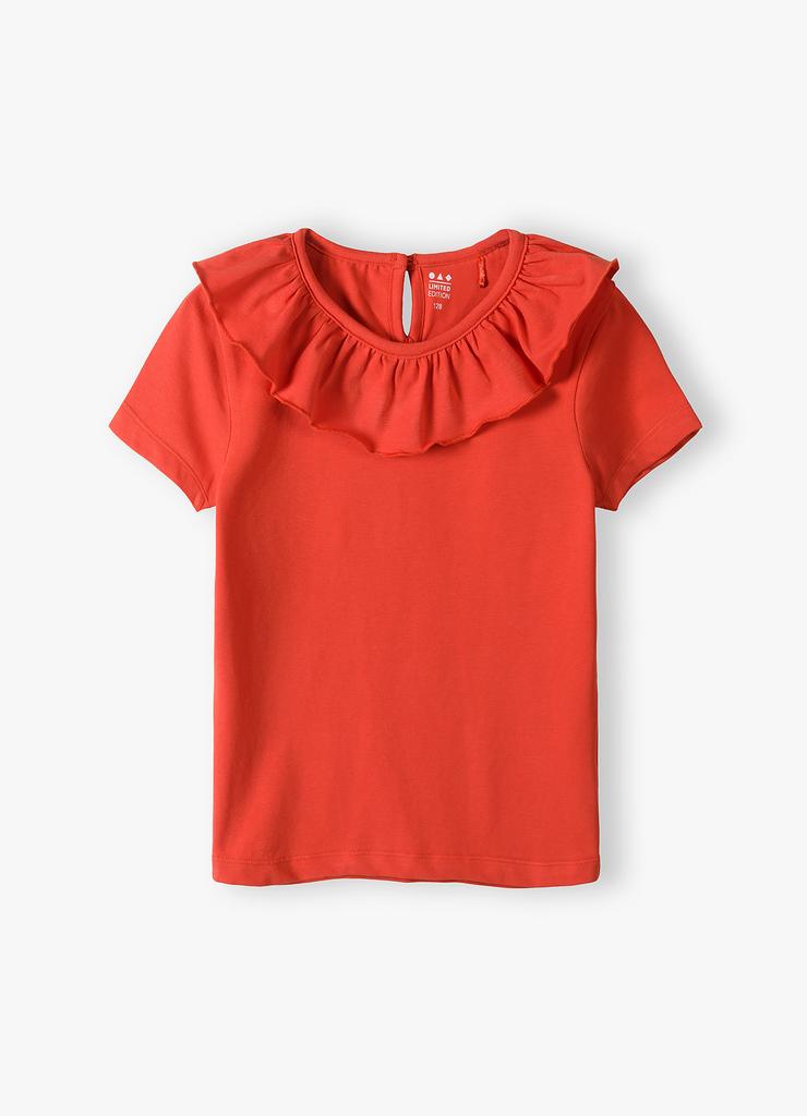Czerwony t-shirt dziewczęcy z kołnierzykiem - Limited Edition