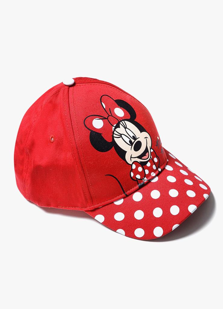 Bawełniana czapka dziewczęca z daszkiem Minnie Mouse - czerwona