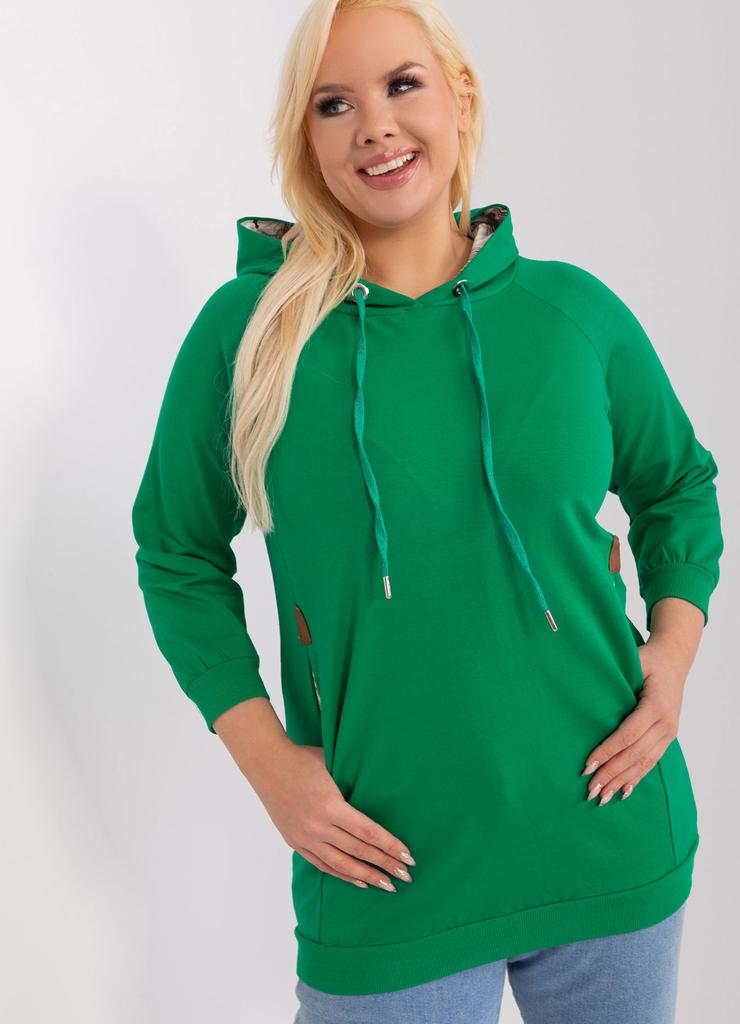 Bawełniana bluza plus size zielony