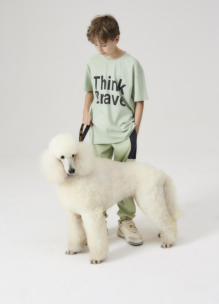 T-shirt dla chłopca - zielony Think Brave - Lincoln&Sharks