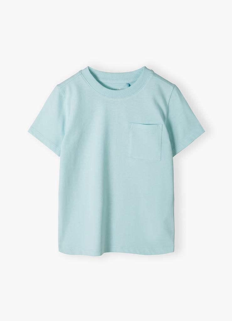 Niebieski bawełniany t-shirt z kieszonką - 5.10.15.