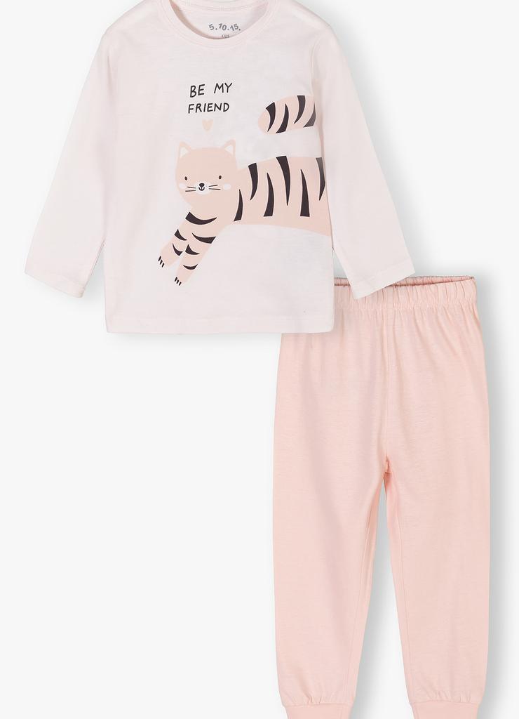 Piżama dla dziewczynki - różowa z kotem